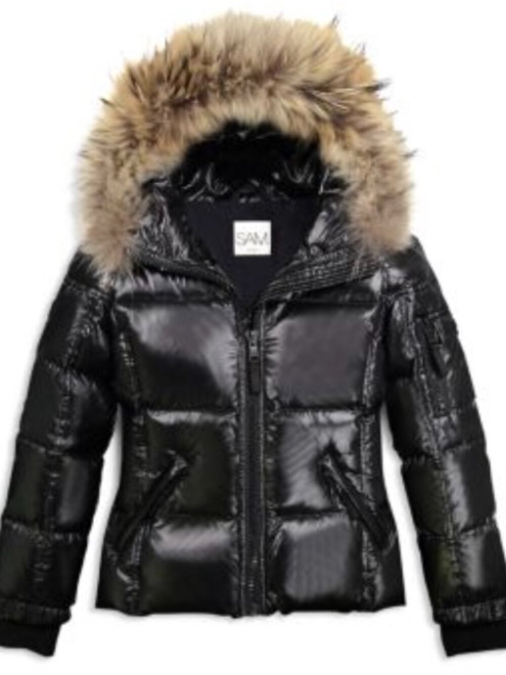 SAM. Girl's Blake Down Coat with Fur Trim Size 6T GUC Black